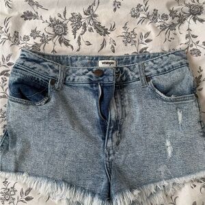 Wrangler Women's Light Blue Frayed Denim Shorts